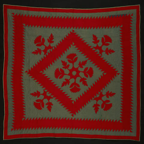 "Sawtooth" or "Jagged Square" Quilt by Unknown maker, American, pieced and appliqued cotton