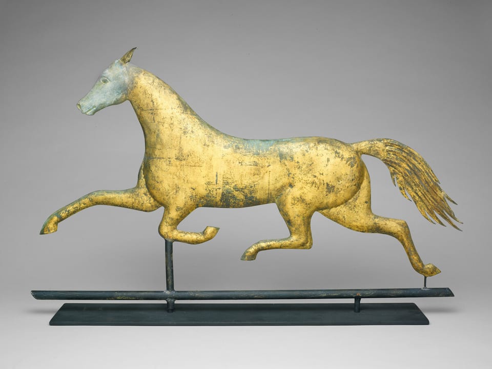 Running Horse Weather Vane by Alvin L. Jewell, gilded copper and zinc
