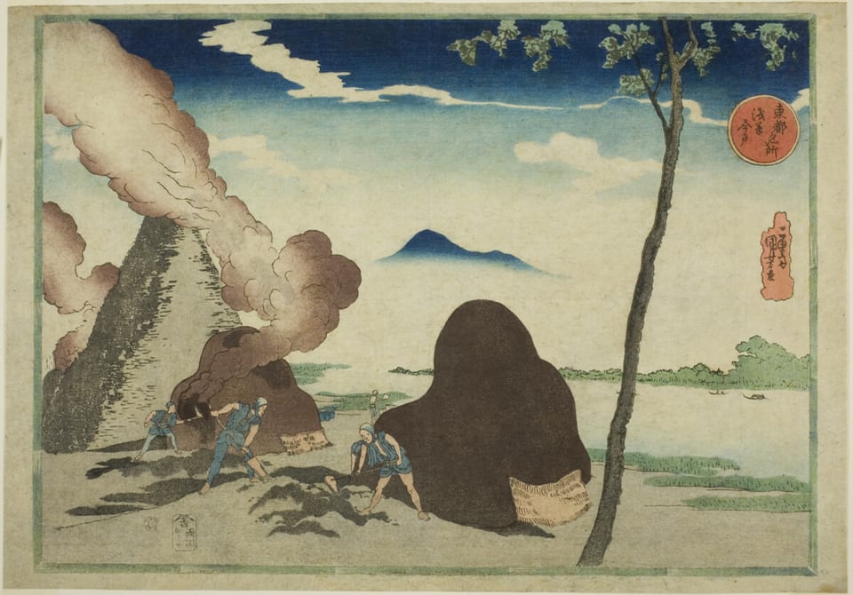 Asakusa Imado by Utagawa Kuniyoshi, colour woodblock print